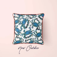 Sewing Down South Crab Craze, Shades Of Blue Outdoor Pillow