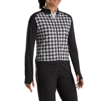 Full-Zip Houndstooth Print Mid-Layer Women