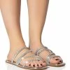 AZALEA WANG ABOUT YOU RHINESTONE EMBELLISHED SLIP ON FLAT SANDAL IN SILVER