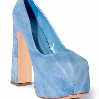 AZALEA WANG ABSOLUTELY OBSESSED CHUNKY HEEL DENIM PLATFORM PUMP -Sewing Down South shop azalea wang absolutely obsessed chunky heel denim platform pump denim 3 3