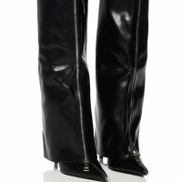 AZALEA WANG ACADIA STILETTO KNEE HIGH WEDGE BOOT IN BLACK