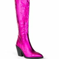 AZALEA WANG AFTER PARTY METALLIC WESTERN BOOT IN PINK -Sewing Down South shop azalea wang after party metallic western boot in pink pink 3 3