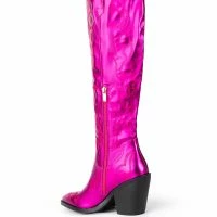 AZALEA WANG AFTER PARTY METALLIC WESTERN BOOT IN PINK -Sewing Down South shop azalea wang after party metallic western boot in pink pink 4 4