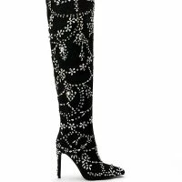 AZALEA WANG AGELESS RHINESTONE STILETTO BOOT IN BLACK SUEDE