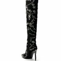 AZALEA WANG AGELESS RHINESTONE STILETTO BOOT IN BLACK SUEDE -Sewing Down South shop azalea wang ageless rhinestone stiletto boot in black suede black 5 5