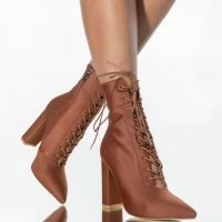 AZALEA WANG ALL FOR YOU CHUNKY BOOTIE IN RUST