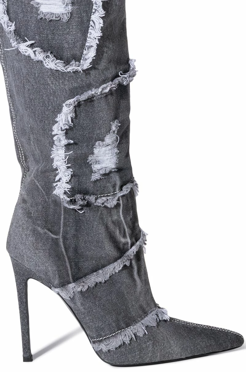 AZALEA WANG ALL MINE DISTRESSED DENIM BOOT IN DARK DENIM 5 AZALEA WANG ALL MINE DISTRESSED DENIM BOOT IN DARK DENIM - Image 5