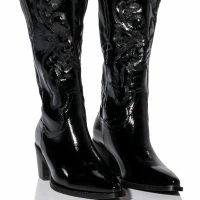 AZALEA WANG ANDREA CHUNKY WESTERN BOOT IN BLACK