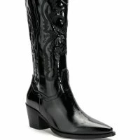 AZALEA WANG ANDREA CHUNKY WESTERN BOOT IN BLACK -Sewing Down South shop azalea wang andrea chunky western boot in black black 3 3 c1