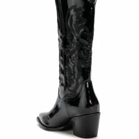AZALEA WANG ANDREA CHUNKY WESTERN BOOT IN BLACK -Sewing Down South shop azalea wang andrea chunky western boot in black black 4 4 c1