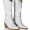AZALEA WANG ANDREA CHUNKY WESTERN BOOT IN WHITE