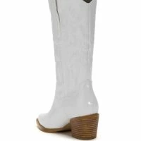 AZALEA WANG ANDREA CHUNKY WESTERN BOOT IN WHITE -Sewing Down South shop azalea wang andrea chunky western boot in white white 4 4 c1