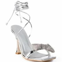 AZALEA WANG APATE EMBELLISHED BOW SANDAL IN SILVER -Sewing Down South shop azalea wang apate embellished bow sandal in silver silver 3 3