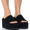 AZALEA WANG AQUARIA FLATFORM SANDAL IN BLACK