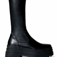 AZALEA WANG ARETHA STRETCH BOOT WITH 4 WAY STRETCH IN BLACK -Sewing Down South shop azalea wang aretha stretch boot in black black 5 5