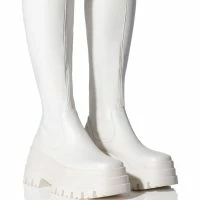 AZALEA WANG ARETHA STRETCH BOOT WITH 4 WAY STRETCH IN WHITE