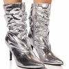 AZALEA WANG ARIELLA SLOUCH STILETTO BOOTIE IN SILVER