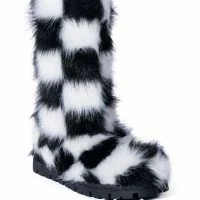 AZALEA WANG ASPEN FURRY CHECKERBOARD BOOTIE IN BLACKWHITE -Sewing Down South shop azalea wang aspen furry checkerboard bootie in blackwhite black white 3 3