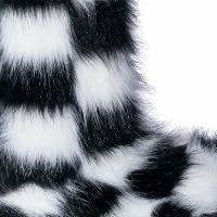 AZALEA WANG ASPEN FURRY CHECKERBOARD BOOTIE IN BLACKWHITE -Sewing Down South shop azalea wang aspen furry checkerboard bootie in blackwhite black white 5 5