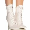 AZALEA WANG ASTORIA LACE UP STILETTO BOOTIE IN BONE