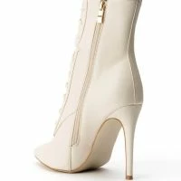 AZALEA WANG ASTORIA LACE UP STILETTO BOOTIE IN BONE -Sewing Down South shop azalea wang astoria lace up stiletto bootie in bone bone 4 4