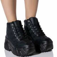 AZALEA WANG ATALANTA FLATFORM SNEAKER IN BLACK