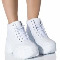 AZALEA WANG ATALANTA FLATFORM SNEAKER IN WHITE