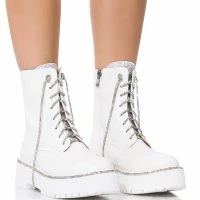 AZALEA WANG ATTENTIVE EMBELLISHED BOOTIE IN WHITE