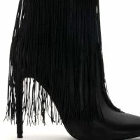 AZALEA WANG AVERI EMBELLISHED FRINGE BOOTIE IN BLACK -Sewing Down South shop azalea wang averi embellished fringe bootie in black black 5 5
