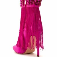 AZALEA WANG AVERI EMBELLISHED FRINGE BOOTIE IN PINK -Sewing Down South shop azalea wang averi embellished fringe bootie in pink pink 4 4