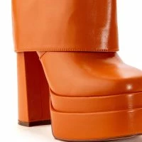 AZALEA WANG BABY FOLD OVER BOOTIE IN ORANGE -Sewing Down South shop azalea wang baby fold over bootie in orange orange 5 5