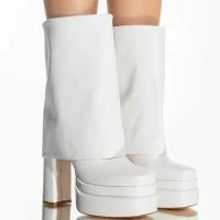 AZALEA WANG BABY FOLD OVER CHUNKY BOOT IN WHITE