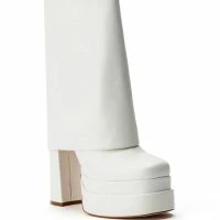 AZALEA WANG BABY FOLD OVER CHUNKY BOOT IN WHITE -Sewing Down South shop azalea wang baby fold over chunky boot in white white 3 3 c1