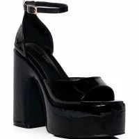 AZALEA WANG BALI GLITTER CHUNKY SANDAL IN BLACK PATENT -Sewing Down South shop azalea wang bali glitter chunky sandal in black patent black patent 3 3