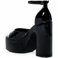 AZALEA WANG BALI GLITTER CHUNKY SANDAL IN BLACK PATENT -Sewing Down South shop azalea wang bali glitter chunky sandal in black patent black patent 4 4