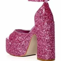 AZALEA WANG BALI GLITTER CHUNKY SANDAL IN SILVER -Sewing Down South shop azalea wang bali glitter chunky sandal in silver pink 4 4