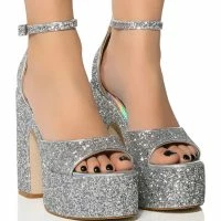 AZALEA WANG BALI GLITTER CHUNKY SANDAL IN SILVER -Sewing Down South shop azalea wang bali glitter chunky sandal in silver silver 1 1