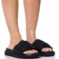 AZALEA WANG BEE FLAT SANDAL IN BLACK