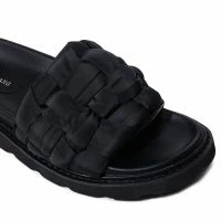 AZALEA WANG BEE FLAT SANDAL IN BLACK -Sewing Down South shop azalea wang bee flat sandal in black black 5 5