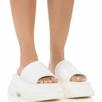 AZALEA WANG BERNARD FLATFORM SANDAL IN WHITE