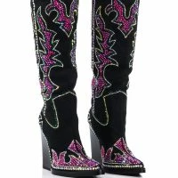 AZALEA WANG BILLINGS EMBELLISHED WESTERN BOOT IN BLACK