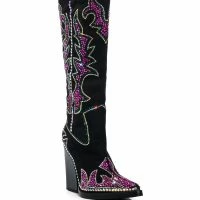 AZALEA WANG BILLINGS EMBELLISHED WESTERN BOOT IN BLACK -Sewing Down South shop azalea wang billings embellished western boot in black black 3 3