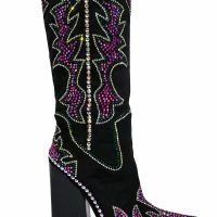 AZALEA WANG BILLINGS EMBELLISHED WESTERN BOOT IN BLACK -Sewing Down South shop azalea wang billings embellished western boot in black black 5 5