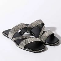 AZALEA WANG BLING ME OUT FLAT SANDAL IN BLACK -Sewing Down South shop azalea wang bling me out flat sandal in black black 4 4