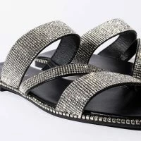 AZALEA WANG BLING ME OUT FLAT SANDAL IN BLACK -Sewing Down South shop azalea wang bling me out flat sandal in black black 6 6