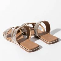AZALEA WANG BLING ME OUT FLAT SANDAL IN NUDE -Sewing Down South shop azalea wang bling me out flat sandal in nude nude 5 5