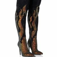 AZALEA WANG BLING OF FIRE STILETTO BOOT IN BLACK