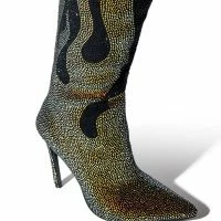 AZALEA WANG BLING OF FIRE STILETTO BOOT IN BLACK -Sewing Down South shop azalea wang bling of fire stiletto boot in black black 7 7