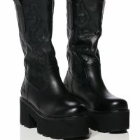 AZALEA WANG BLIZZARD CHUNKY WESTERN BOOT IN BLACK -Sewing Down South shop azalea wang blizzard chunky western boot in black black 1 1