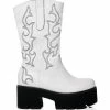 AZALEA WANG BLIZZARD CHUNKY WESTERN BOOT IN WHITE BLACK